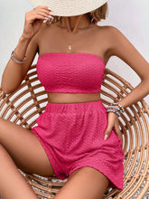 Ladies' Solid Color Strapless Top And Shorts Set